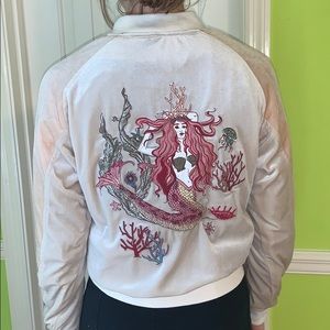 Velvet embroidered mermaid zip up like new